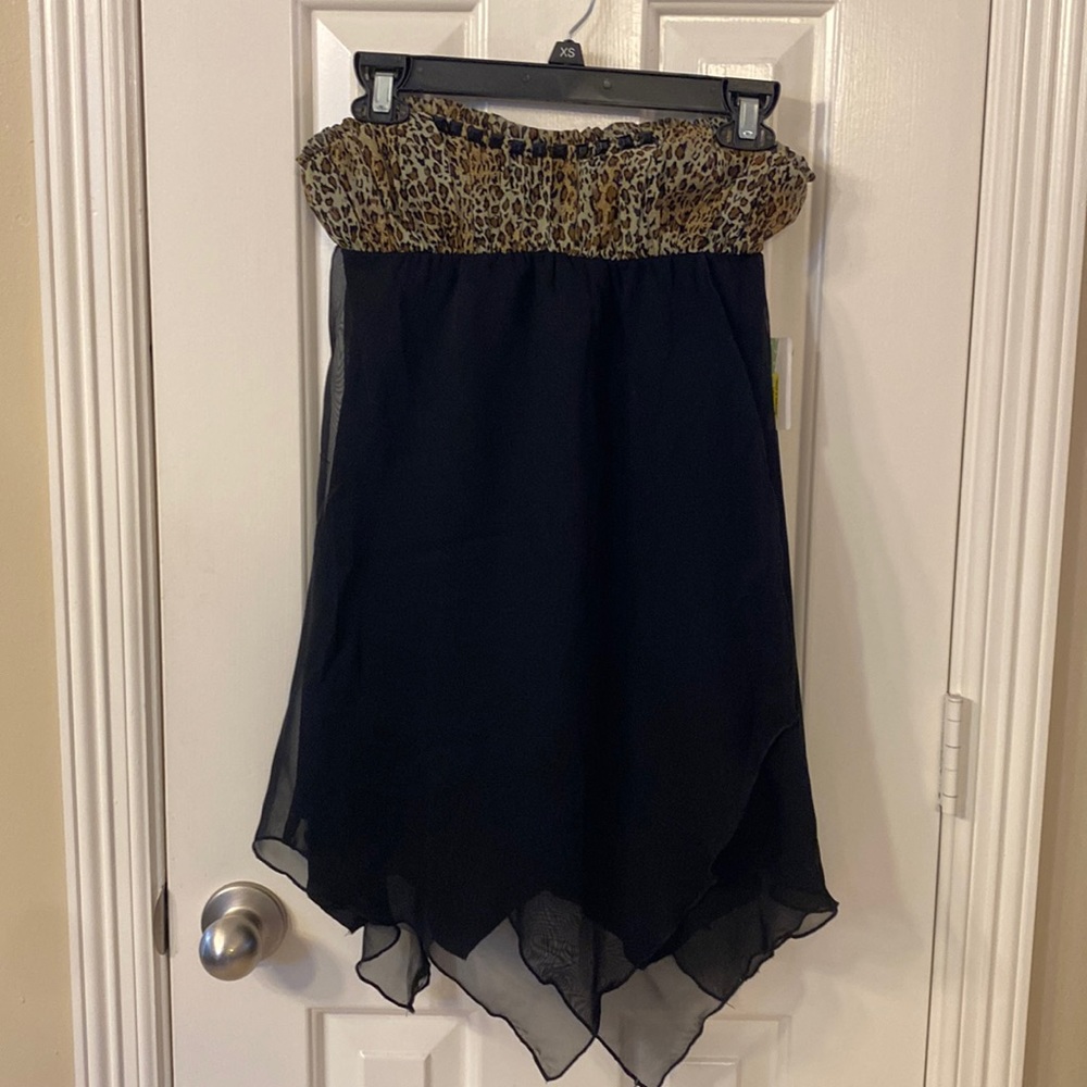 Girls black + cheetah dress